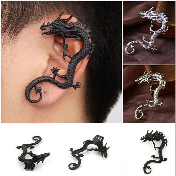BLACK GOTHIC PUNK UNISEX DRAGON EAR CUFF CLIMBER - Picture 5 of 8